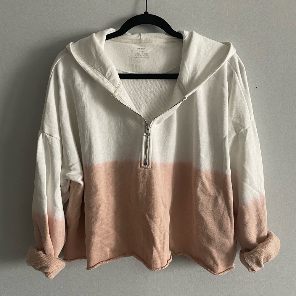 aerie - Hooded Cropped Quarter Zip - Blush Ombré - never worn